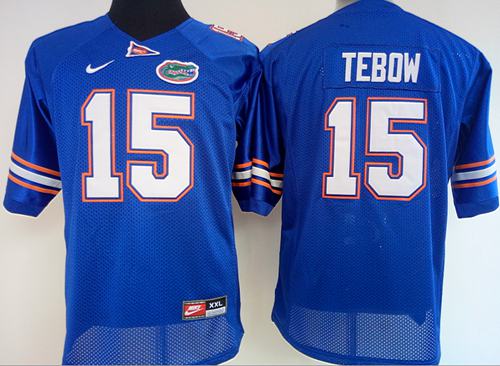 Gators #15 Tim Tebow Blue Women's Stitched NCAA Jersey